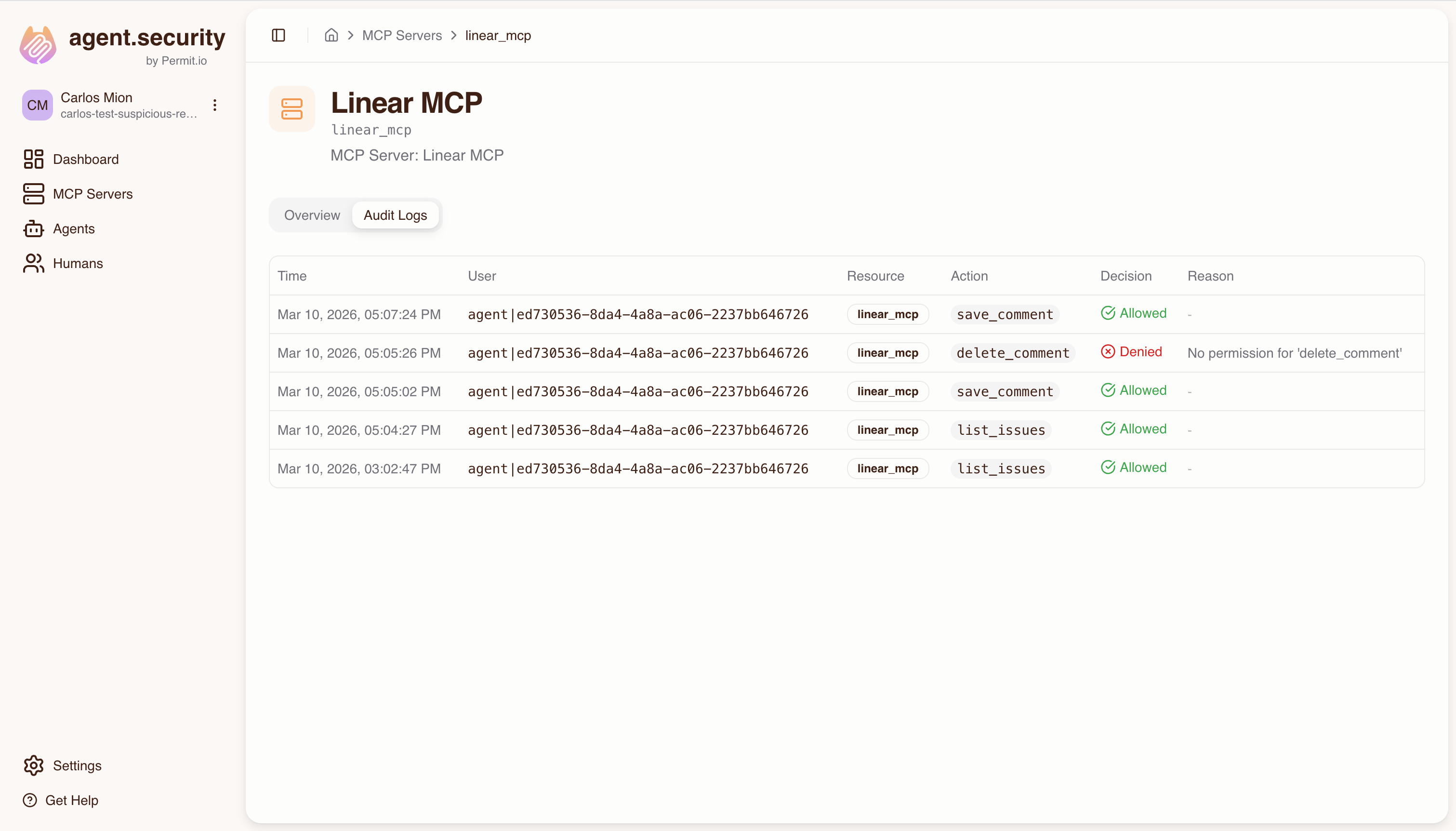 Server audit logs